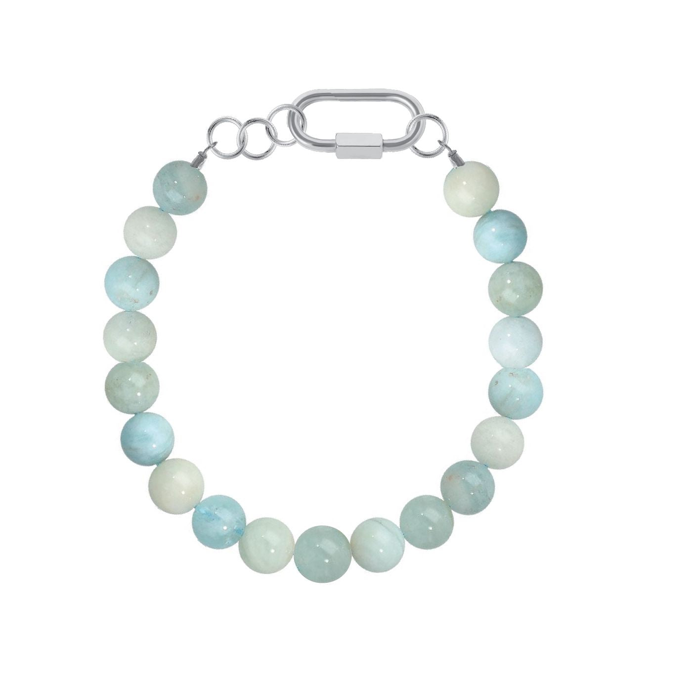 Aquamarine 8mm Beaded Bracelet Robyn Canady Silver 