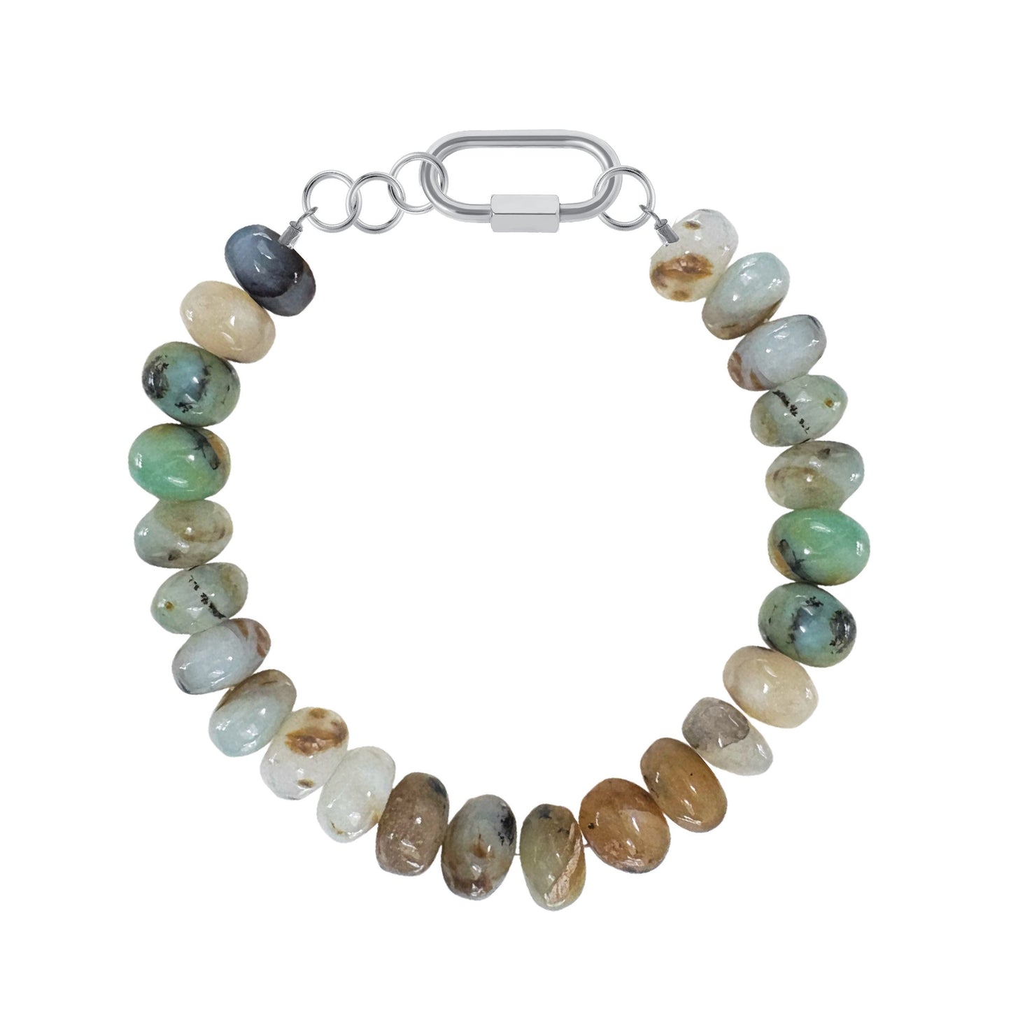 Peruvian Opal 9.5mm Beaded Bracelet Robyn Canady Silver 