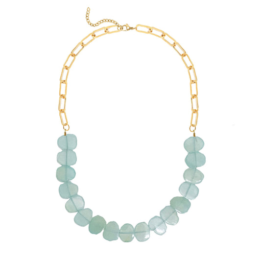 Aqua Chalcedony Statement Necklace Robyn Canady Gold 