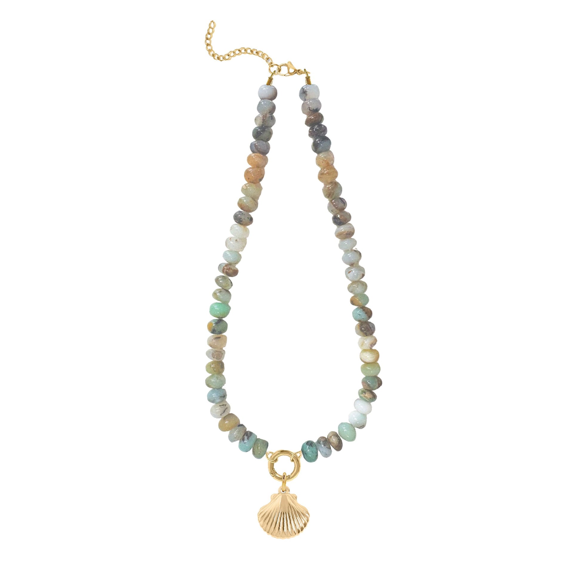Peruvian Opal Gold Shell Necklace Robyn Canady 