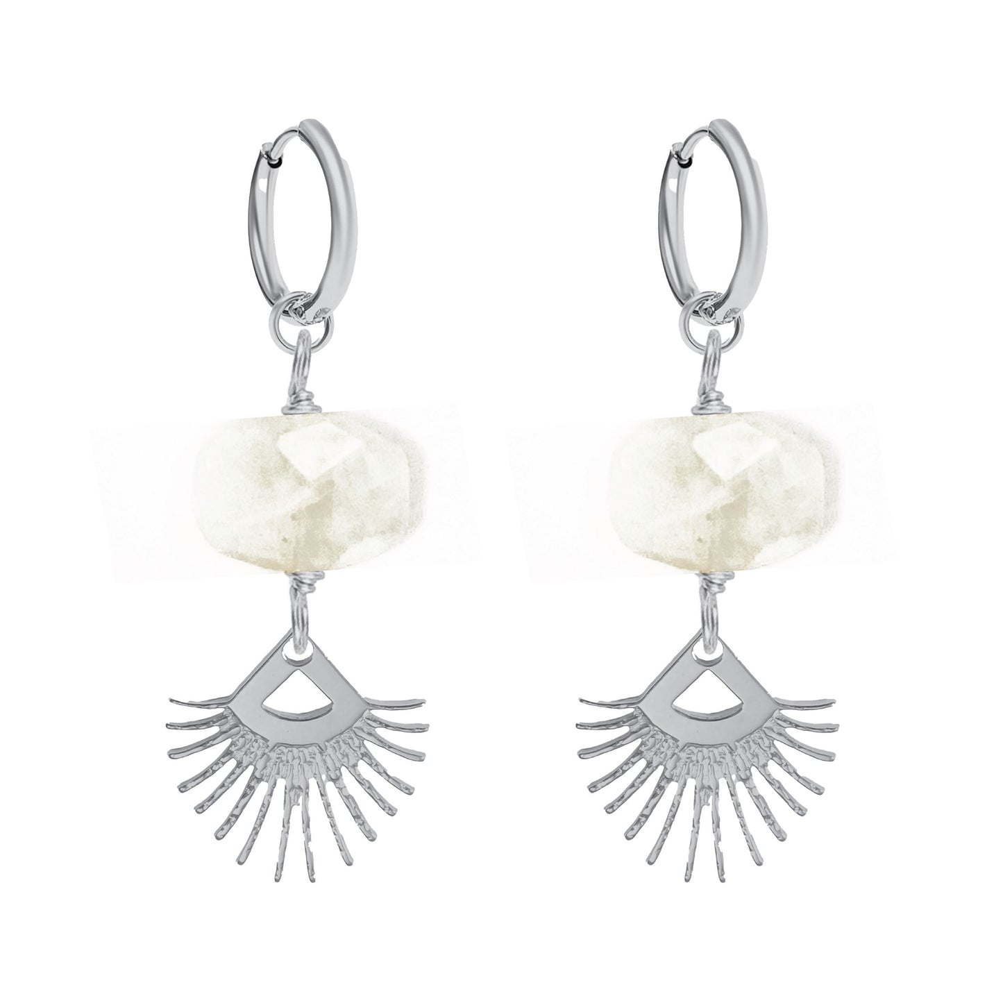 Sunburst Fringe Moonstone Drop Earrings Robyn Canady Silver 