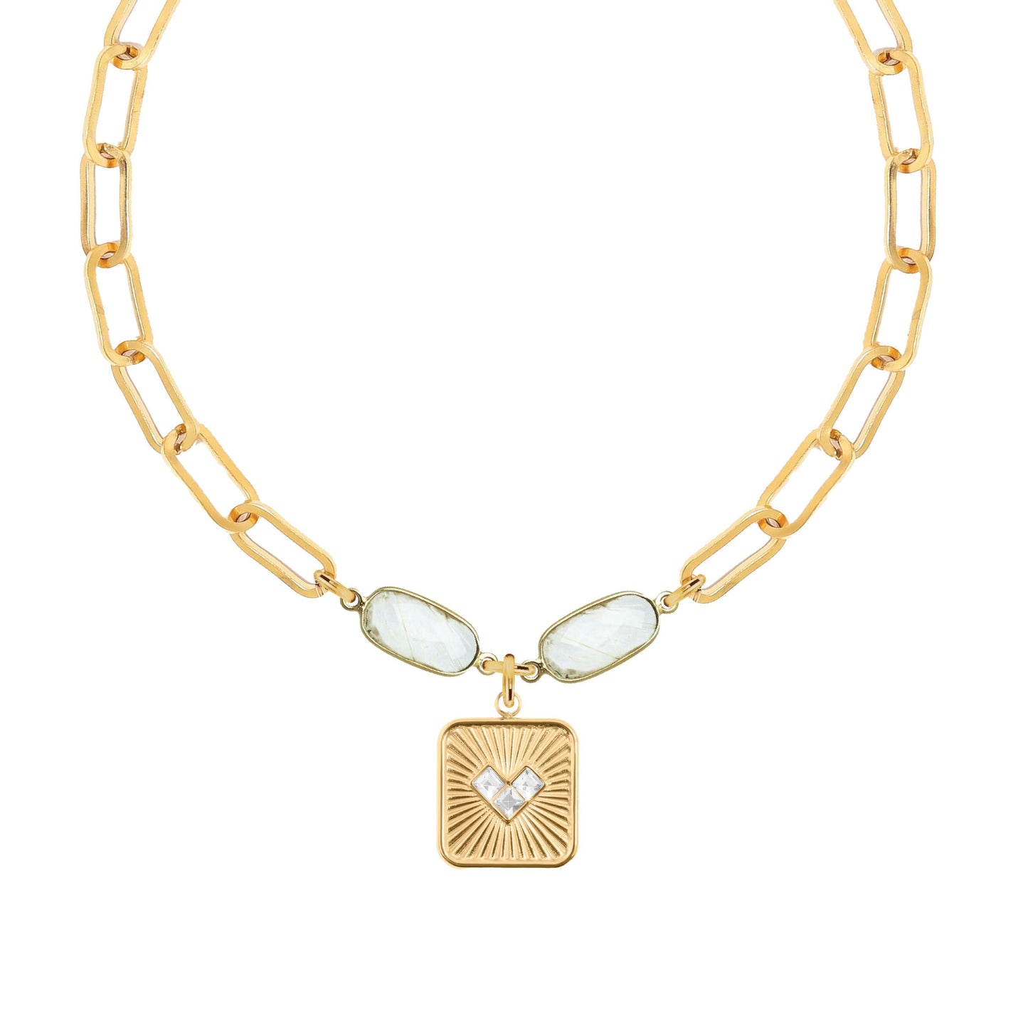 Moonstone Heart Paperclip Chain Necklace Robyn Canady 