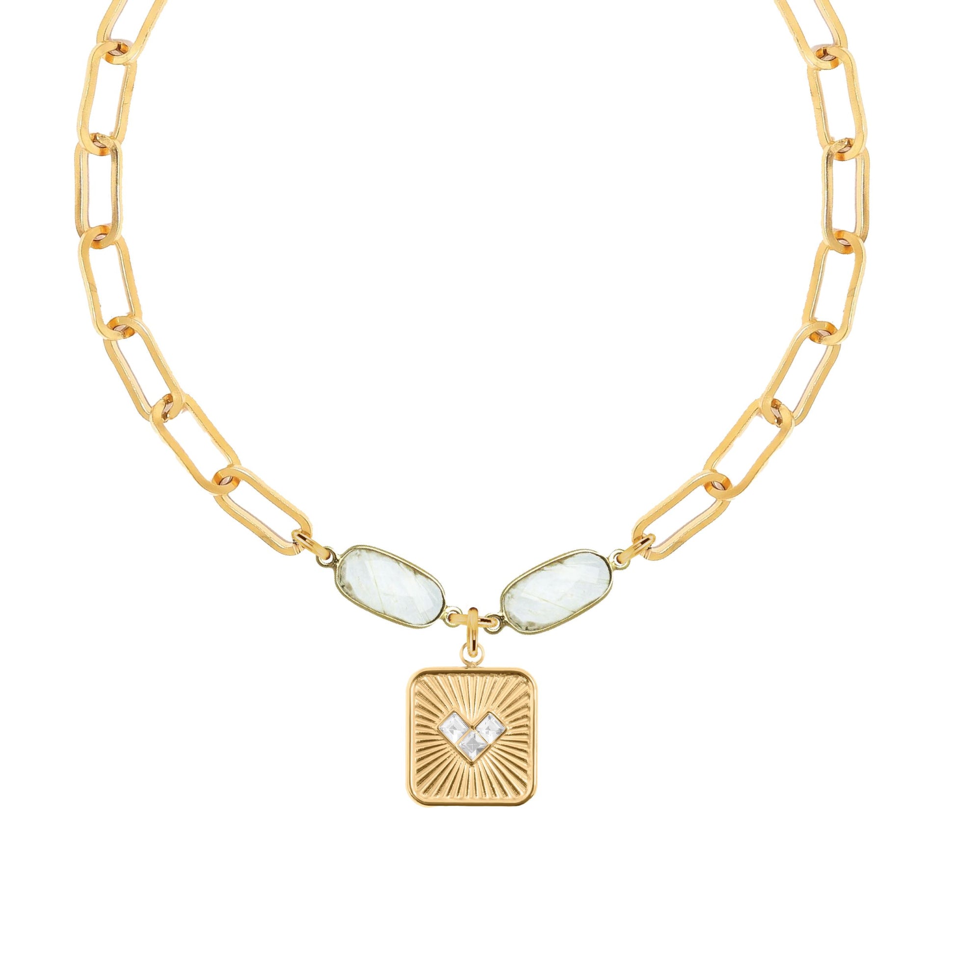 Moonstone Heart Paperclip Chain Necklace Robyn Canady 