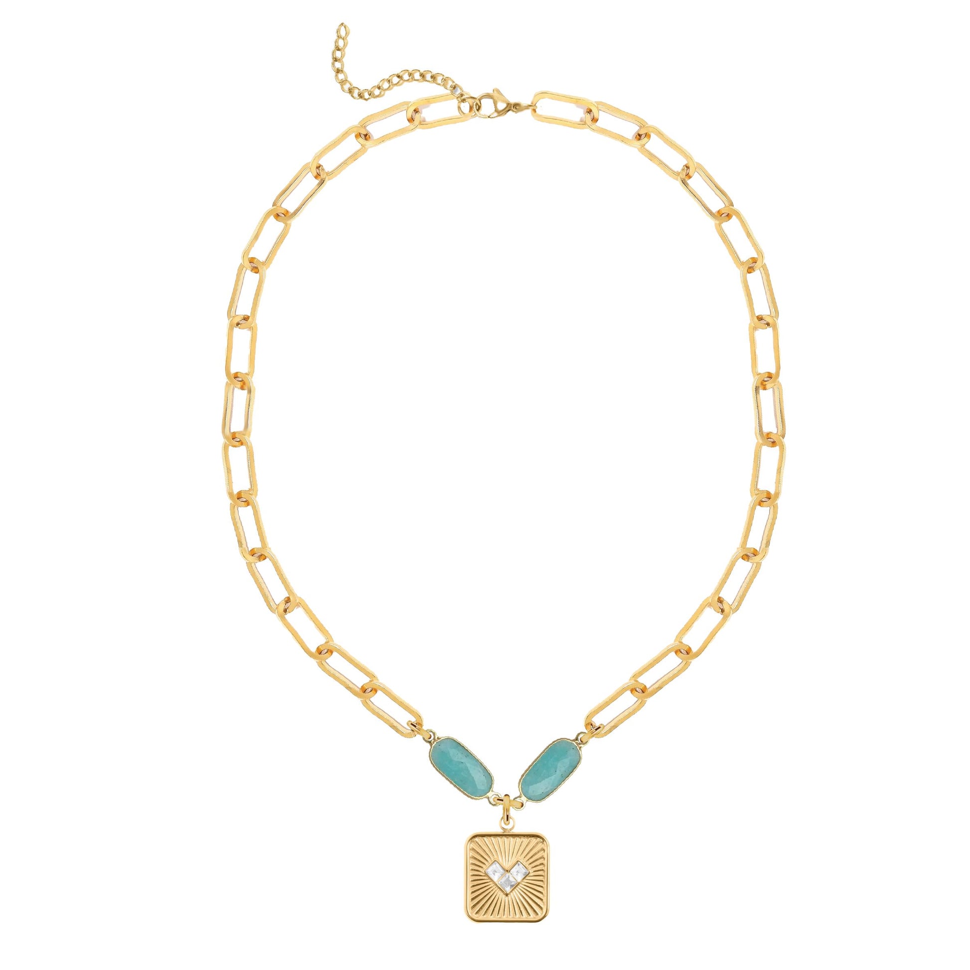 Amazonite Heart Paperclip Chain Necklace Robyn Canady 