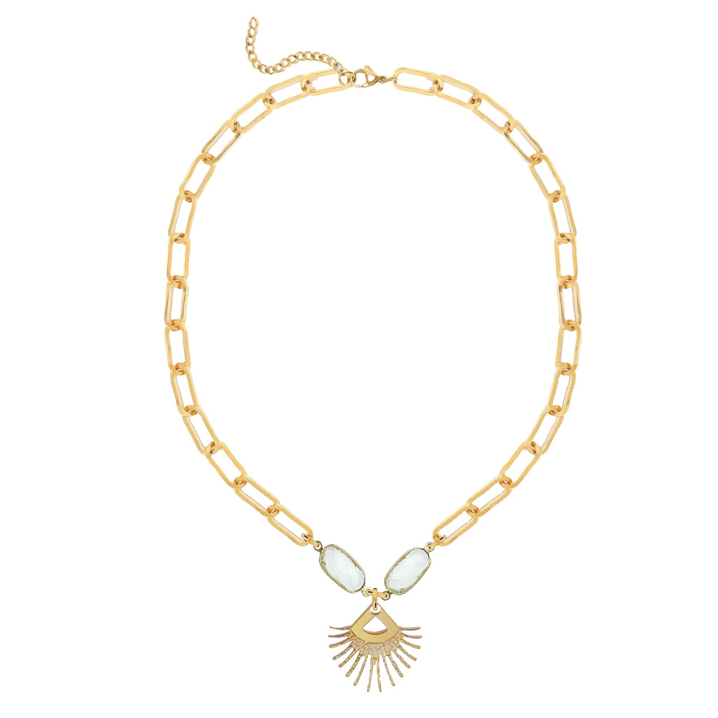 Moonstone Sunburst Fringe Paperclip Chain Necklace Robyn Canady 