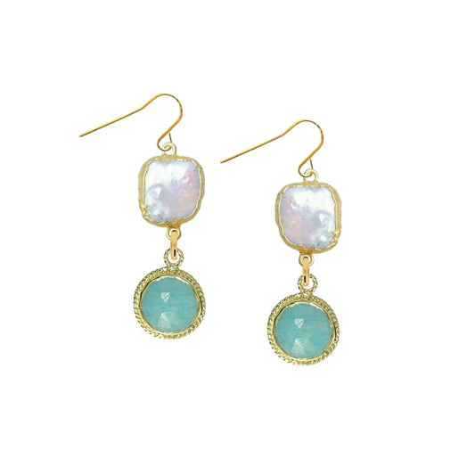 Amazonite & Pearl Drop Earrings Robyn Canady 
