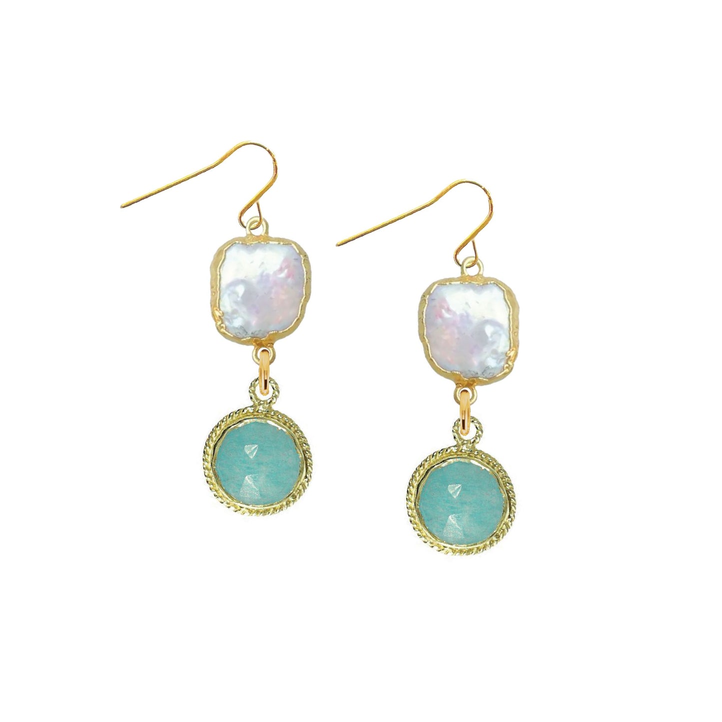 Amazonite & Pearl Drop Earrings Robyn Canady 