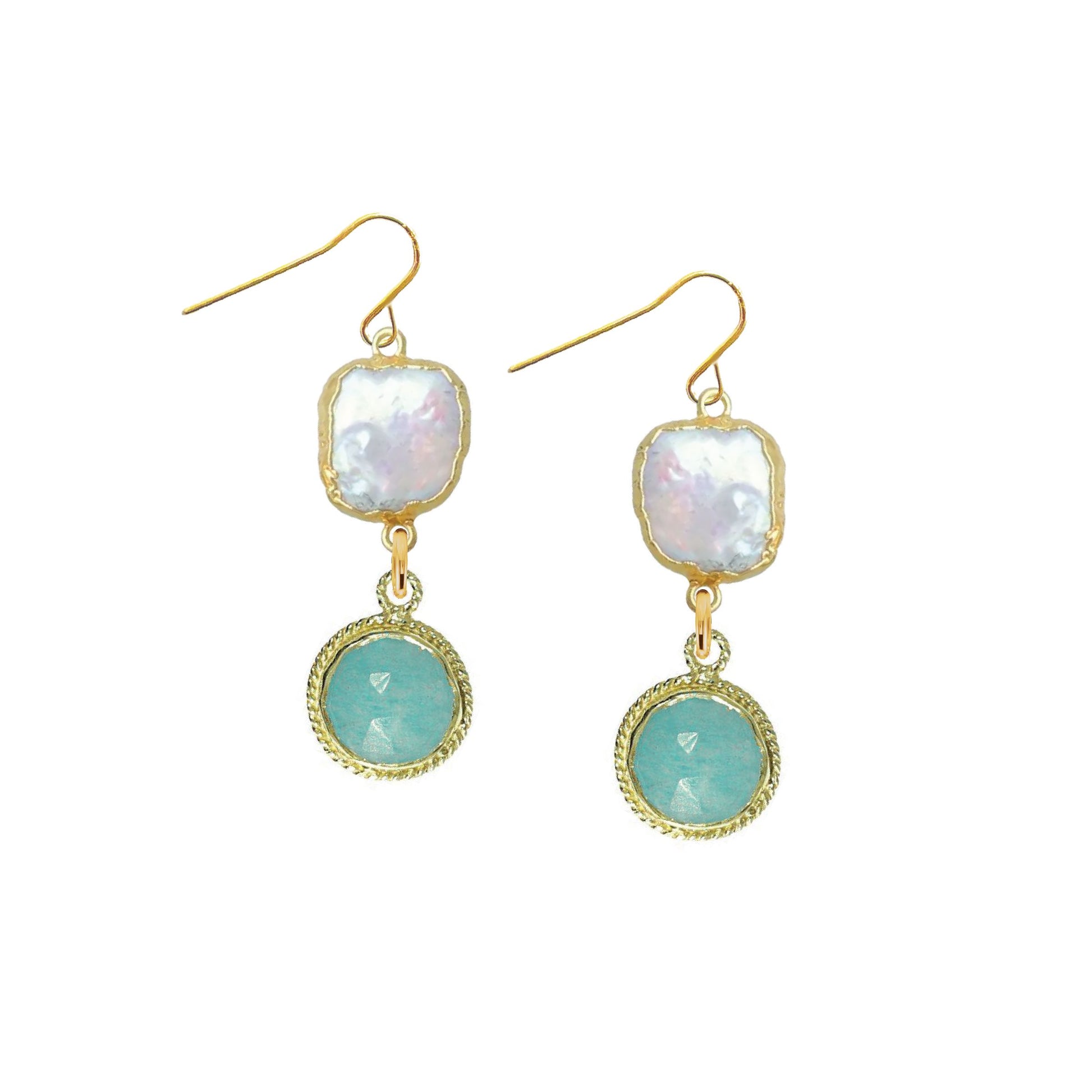 Amazonite & Pearl Drop Earrings Robyn Canady 