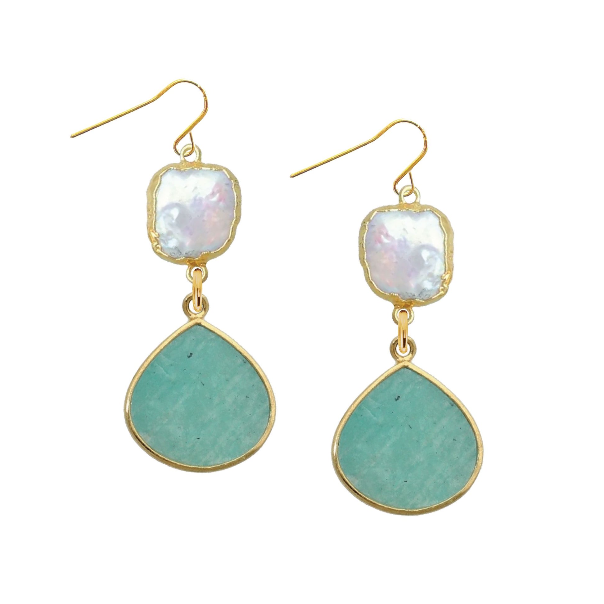 Amazonite & Pearl Drop Earrings Robyn Canady 