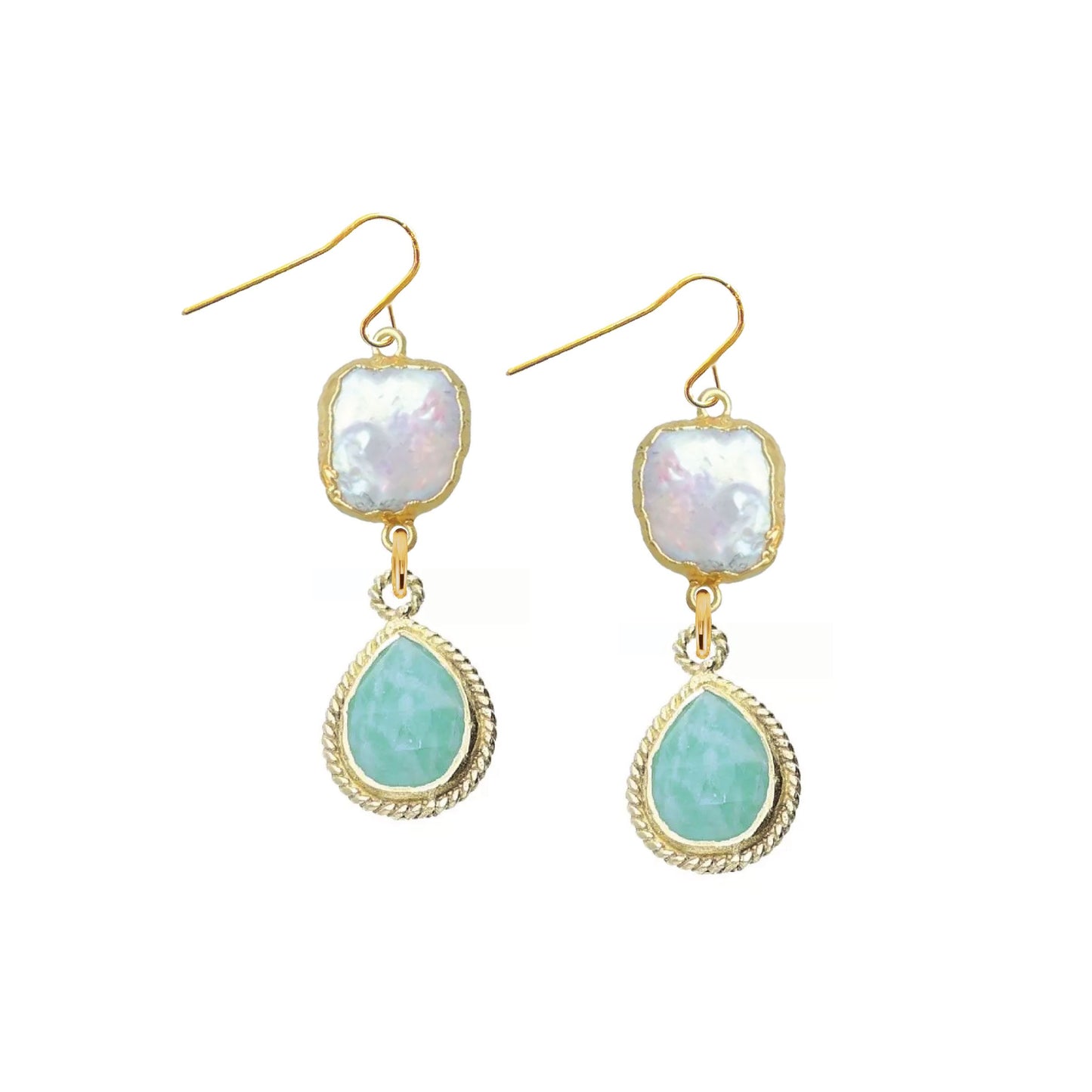 Amazonite & Pearl Drop Earrings Robyn Canady 