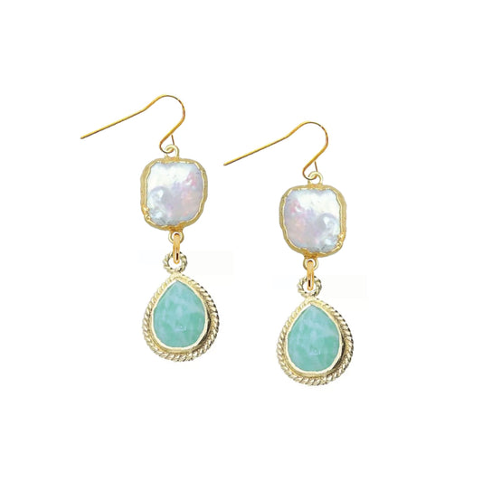 Amazonite & Pearl Drop Earrings Robyn Canady 