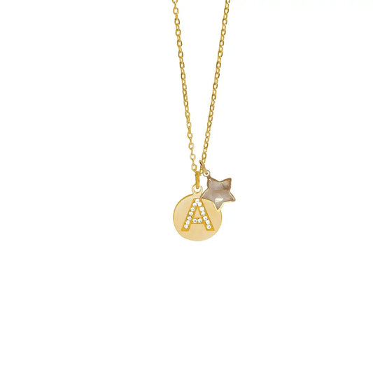 Initial Pendant Necklace with Gemstone Star Necklace Robyn Canady 