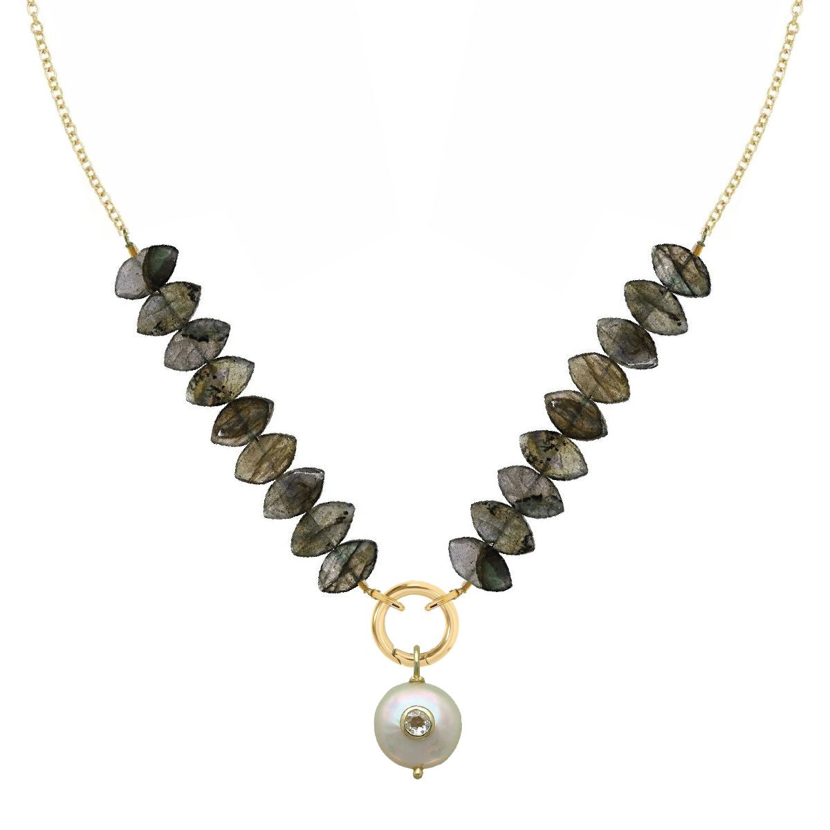 Gemstone, Freshwater Pearl, White Topaz Necklace - 7 color options Necklace Robyn Canady Labradorite 