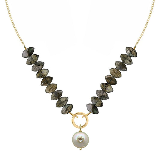 Labradorite, Freshwater Pearl, White Topaz Necklace Necklace Robyn Canady 
