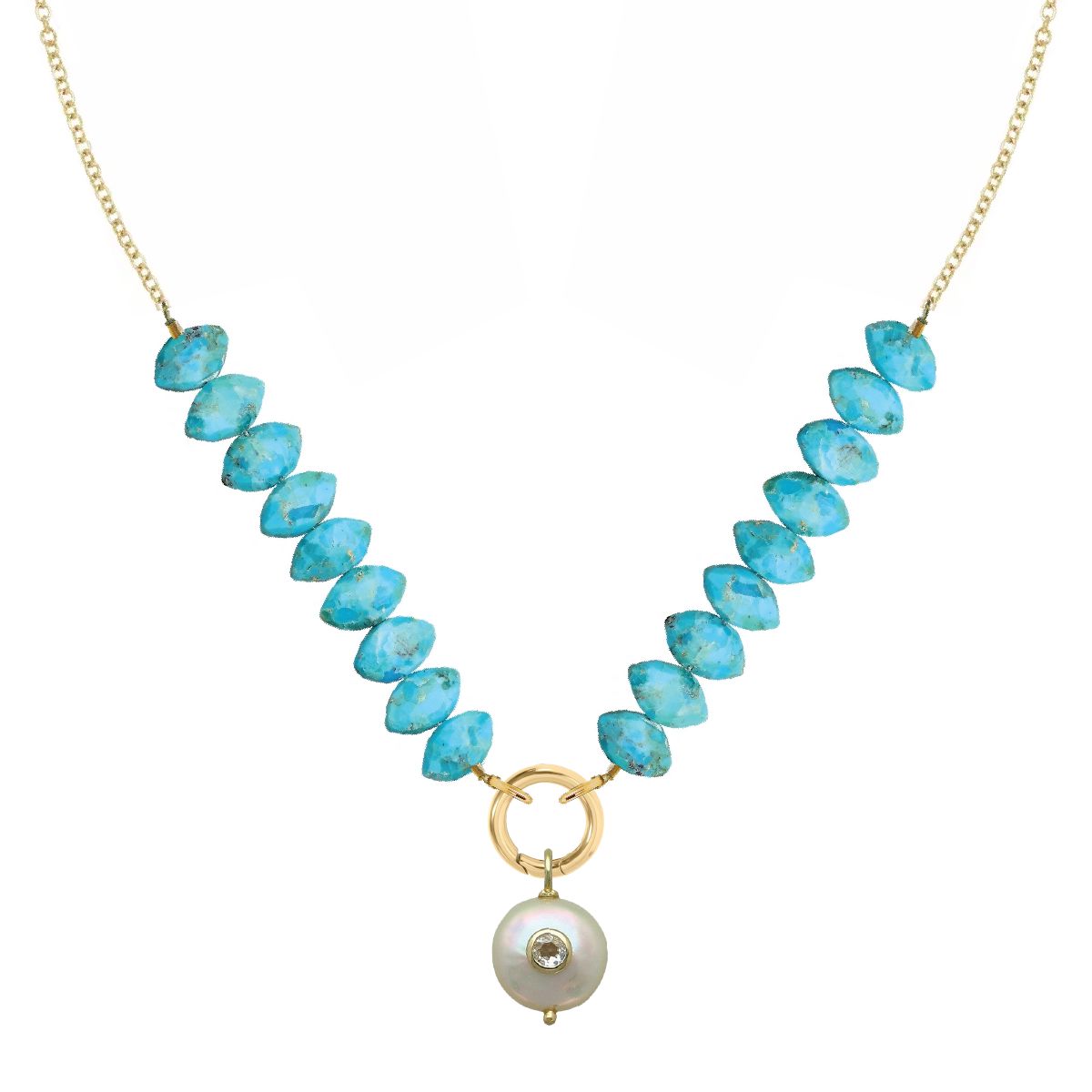 Gemstone, Freshwater Pearl, White Topaz Necklace - 7 color options Necklace Robyn Canady Kingman Turquoise 