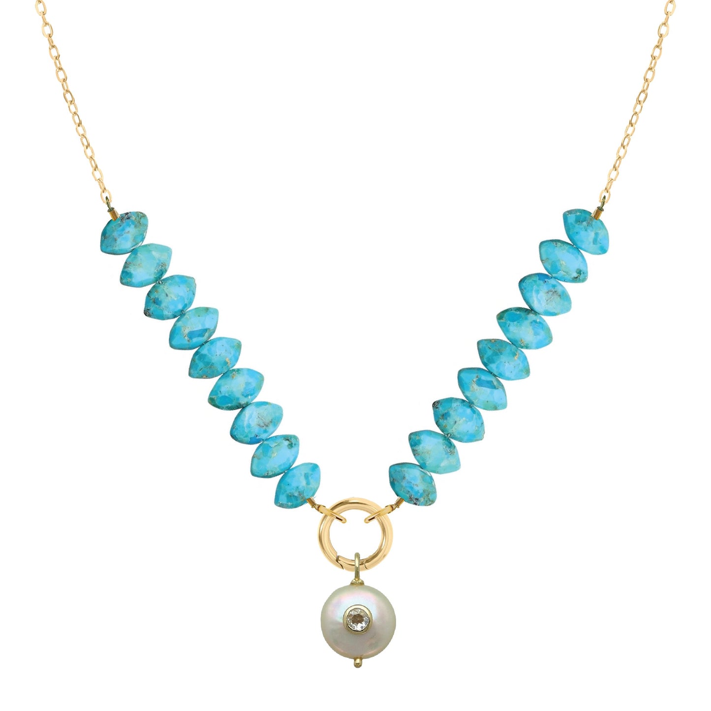 Vera Gemstone, Freshwater Pearl, White Topaz Necklace - 7 color options Necklace Robyn Canady Kingman Turquoise 