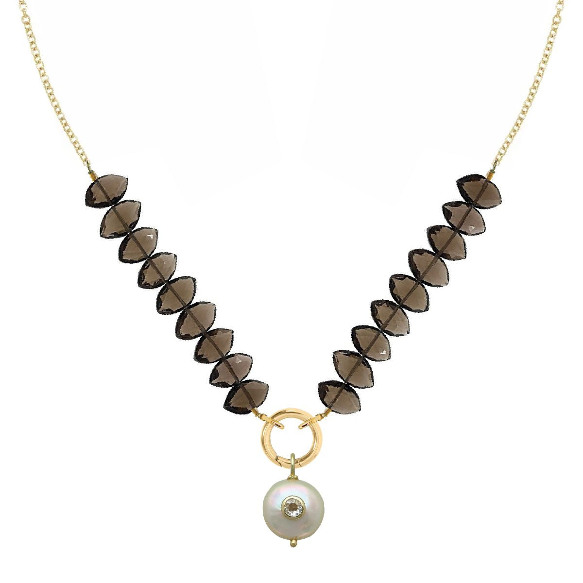 Gemstone, Freshwater Pearl, White Topaz Necklace - 7 color options Necklace Robyn Canady Smoky Quartz 