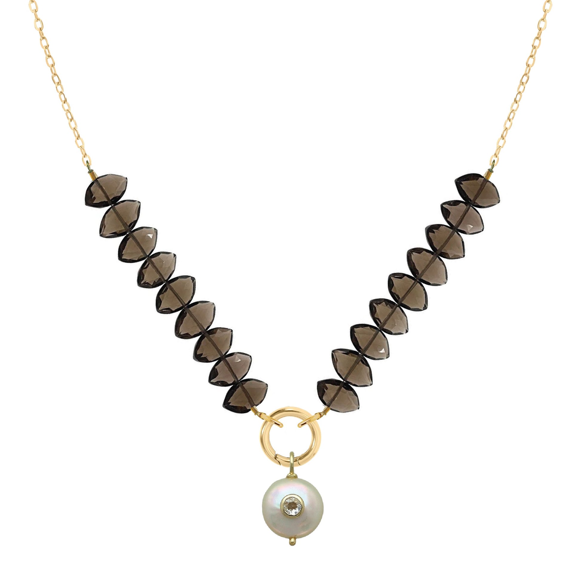 Vera Gemstone, Freshwater Pearl, White Topaz Necklace - 7 color options Necklace Robyn Canady Smoky Quartz 