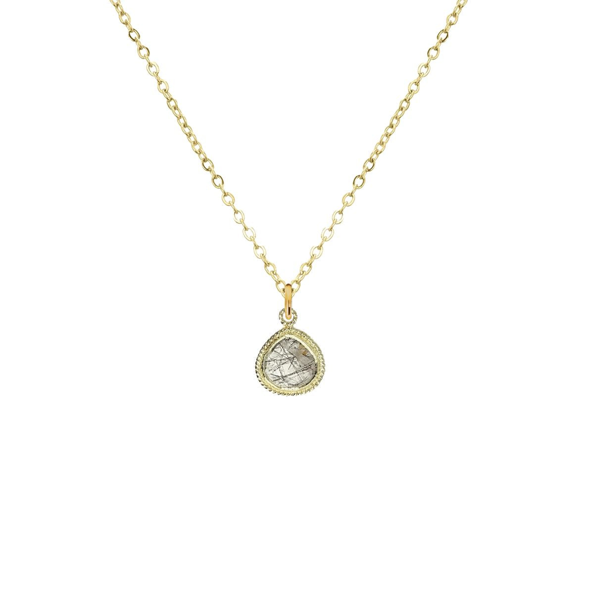 Teadrop Necklace - 9 color choices Robyn Canady 18K Stainless Steel Tourmalinated Quartz 