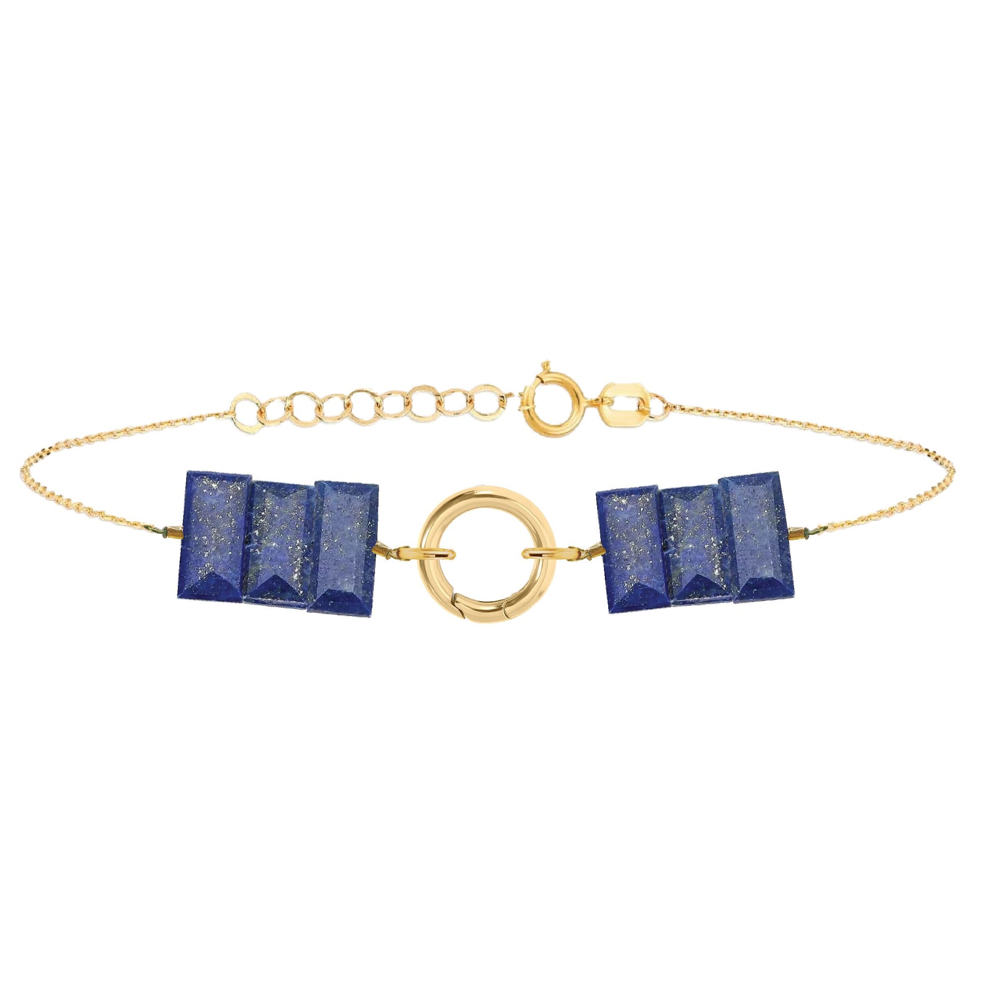 Gemmy Dainty Rectangle Gemstone Bracelet - 5 color options Bracelets Robyn Canady Gold Lapis 