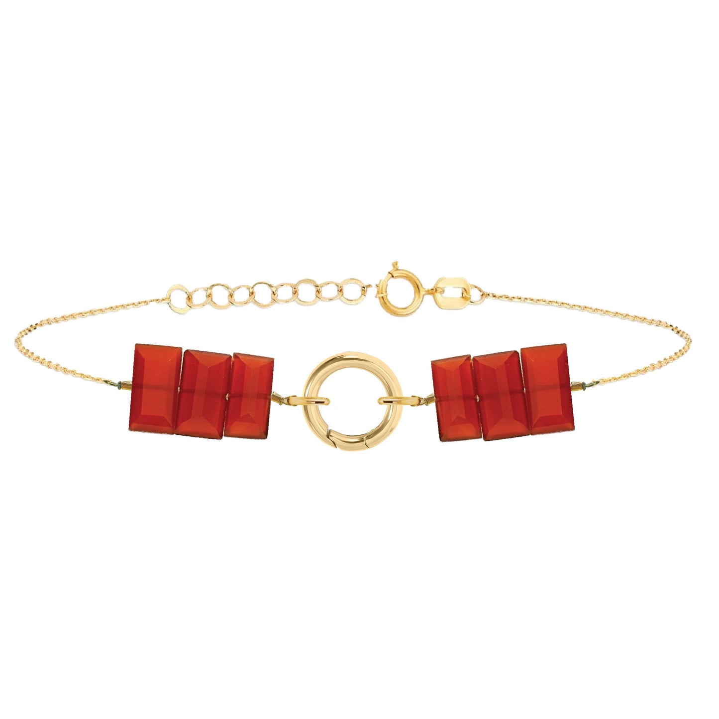Gemmy Dainty Rectangle Gemstone Bracelet - 5 color options Bracelets Robyn Canady Gold Red Onyx 