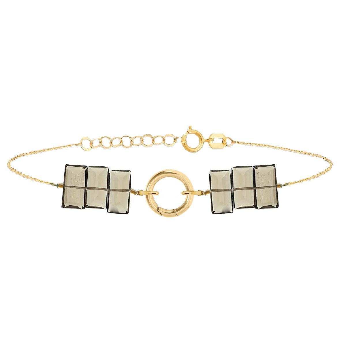 Dainty Rectangle Gemstone Bracelet - 5 color options Bracelets Robyn Canady Gold Smoky Quartz 