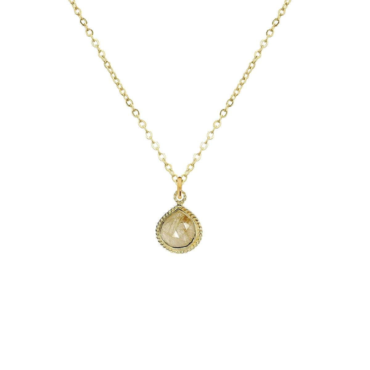 Teadrop Necklace - 9 color choices Robyn Canady 18K Stainless Steel Rutilated Quartz 