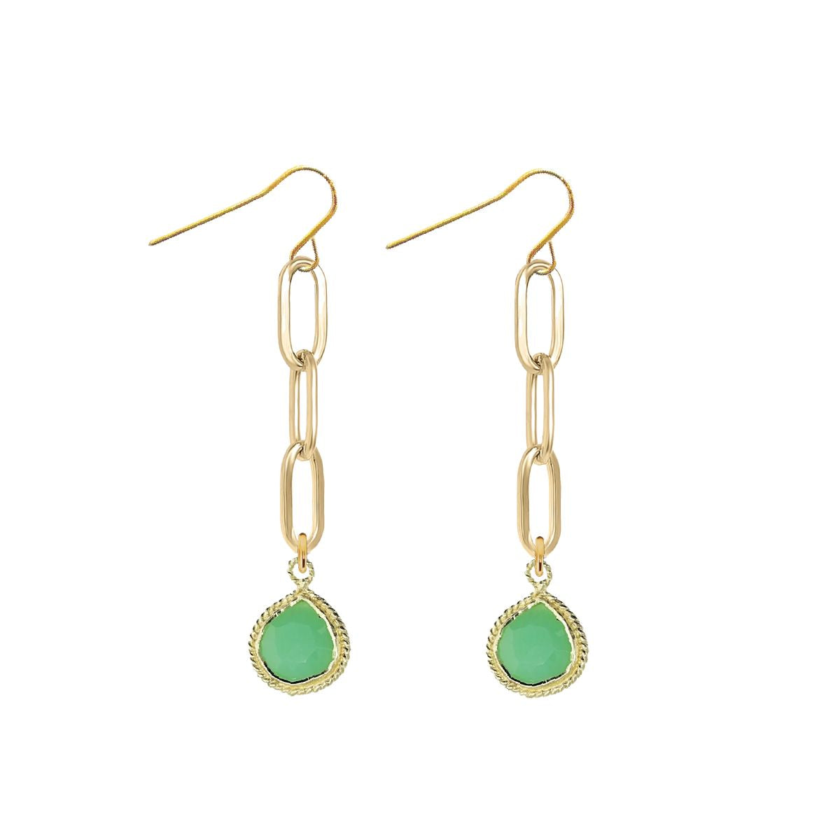 Paperclip Drop Earrings with Teardrop - 9 color options Robyn Canady Chrysoprase 