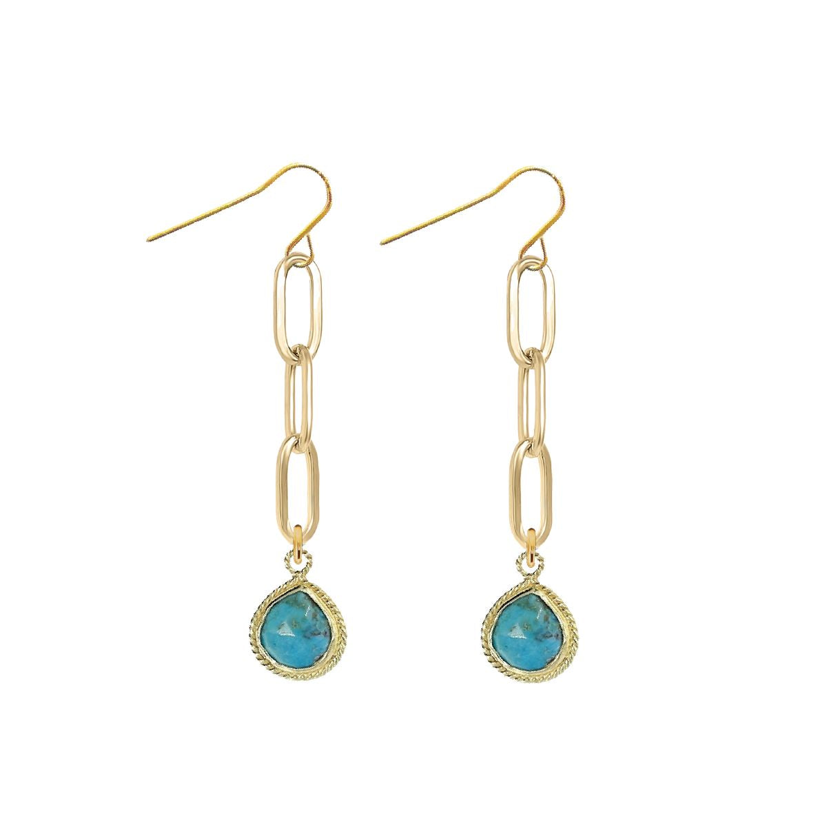 Paperclip Drop Earrings with Teardrop - 9 color options Robyn Canady Turquoise 