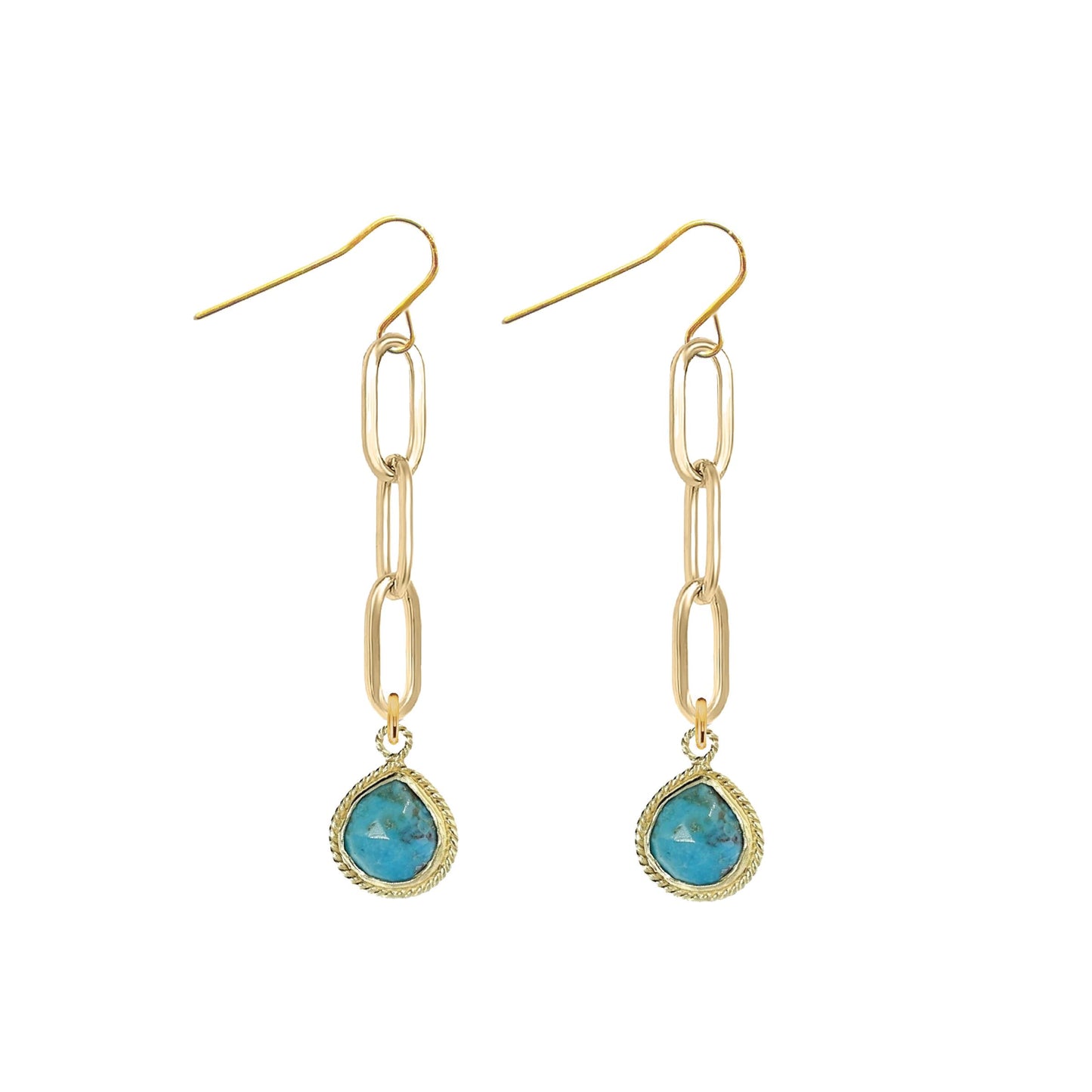 Paperclip Drop Earrings with Teardrop - 9 color options Robyn Canady Turquoise 