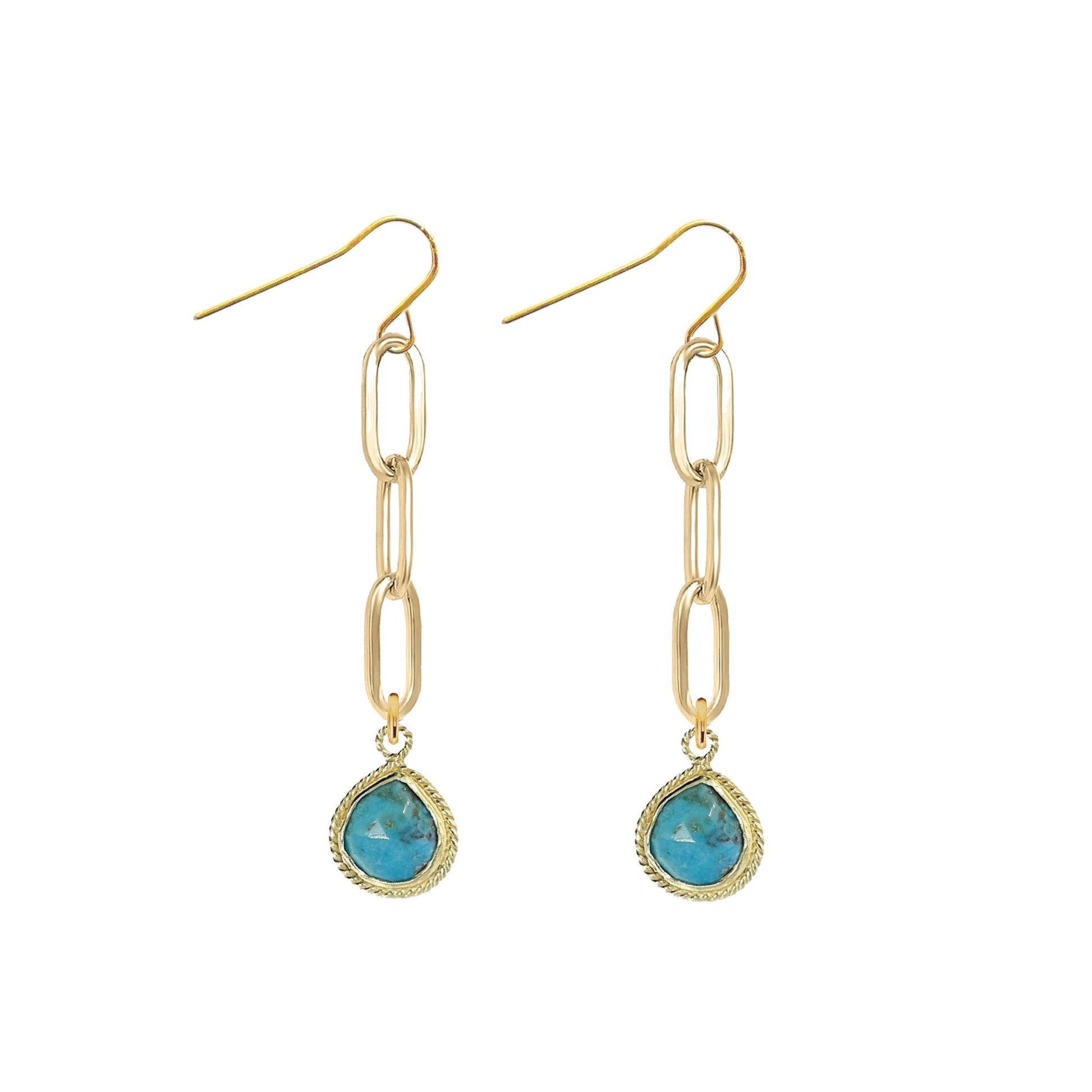 Paperclip Drop Earrings with Teardrop - 9 color options Robyn Canady Turquoise 