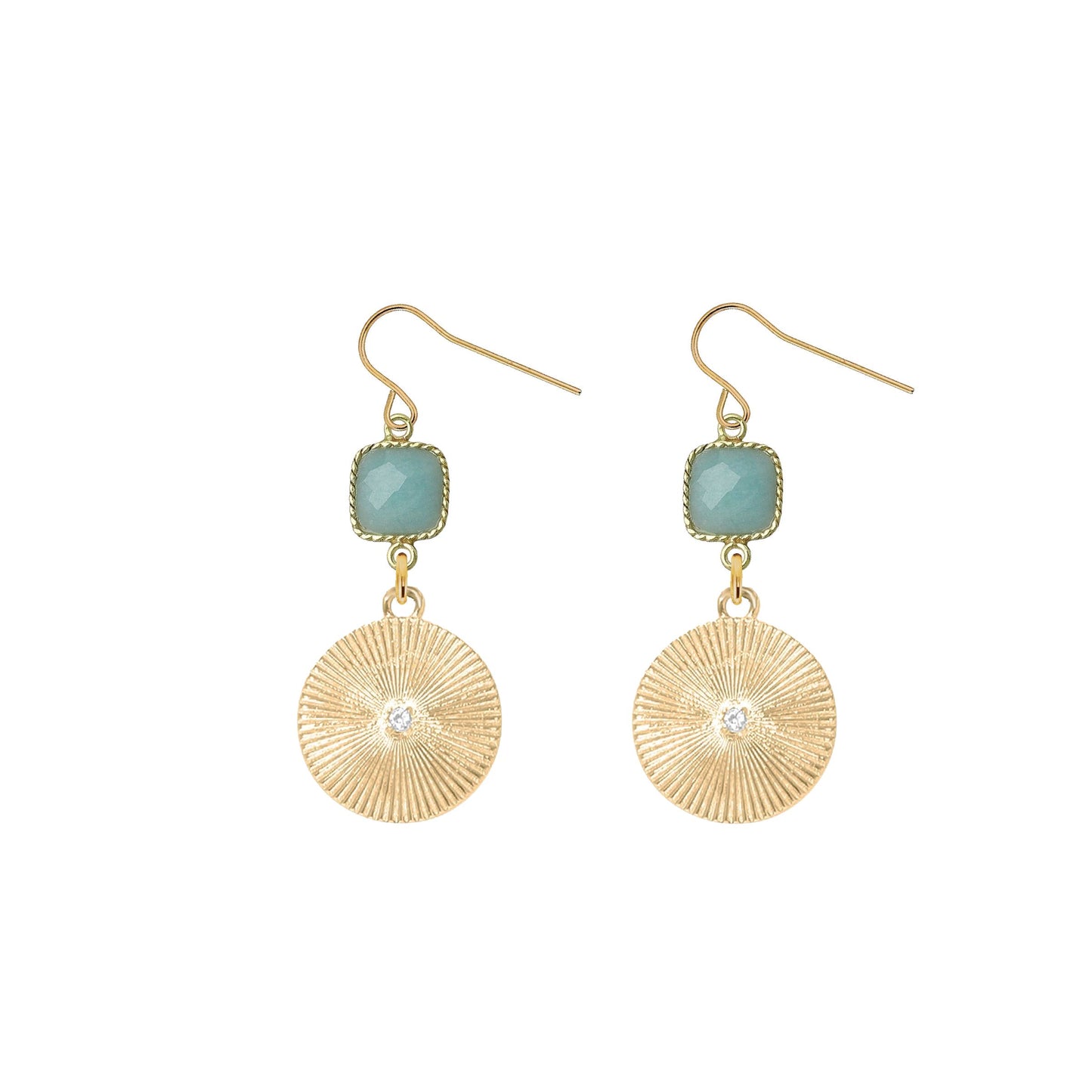 Gemstone and Starburst Crystal Earrings - 4 color options Robyn Canady Aquamarine 