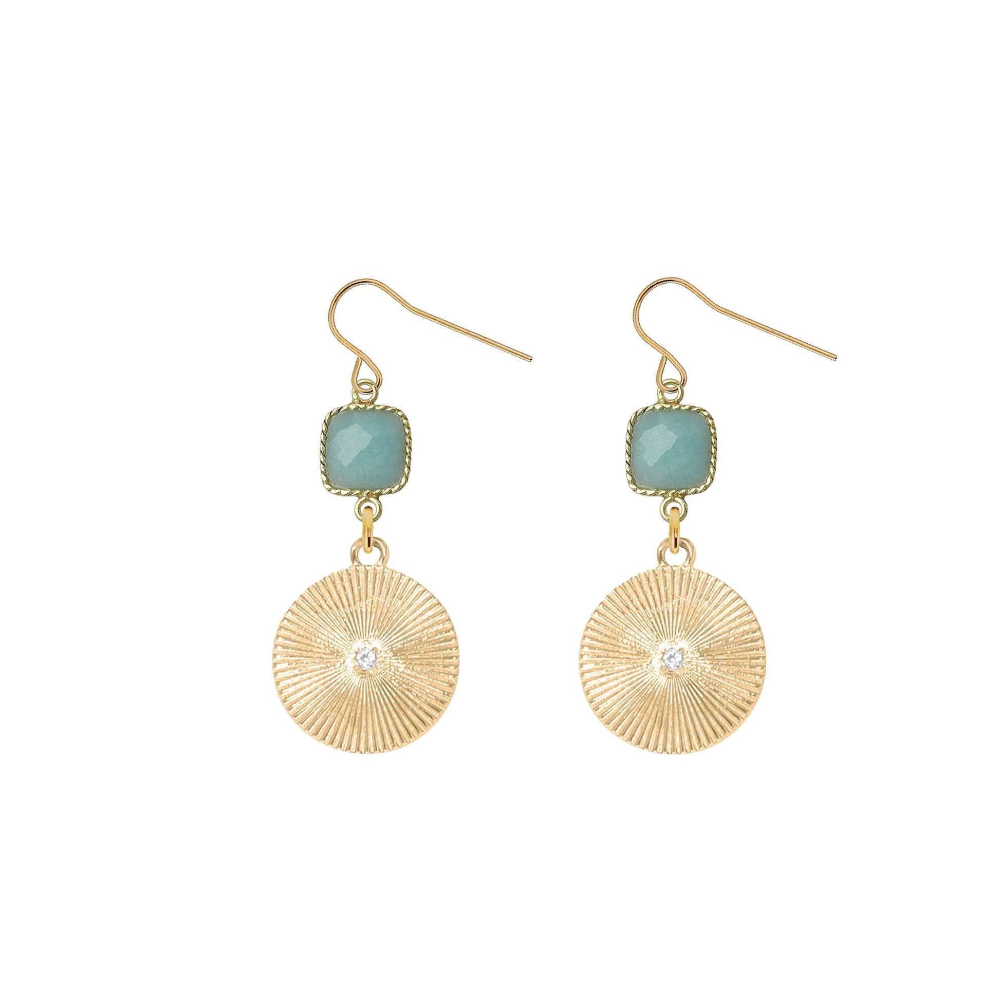 Gemstone and Starburst Crystal Earrings - 4 color options Robyn Canady Aquamarine 