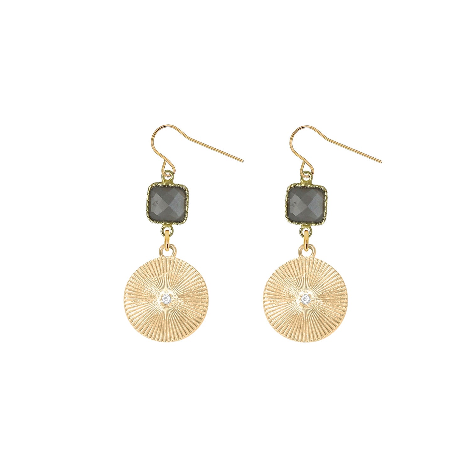 Gemstone and Starburst Crystal Earrings - 4 color options Robyn Canady Gray Moonstone 