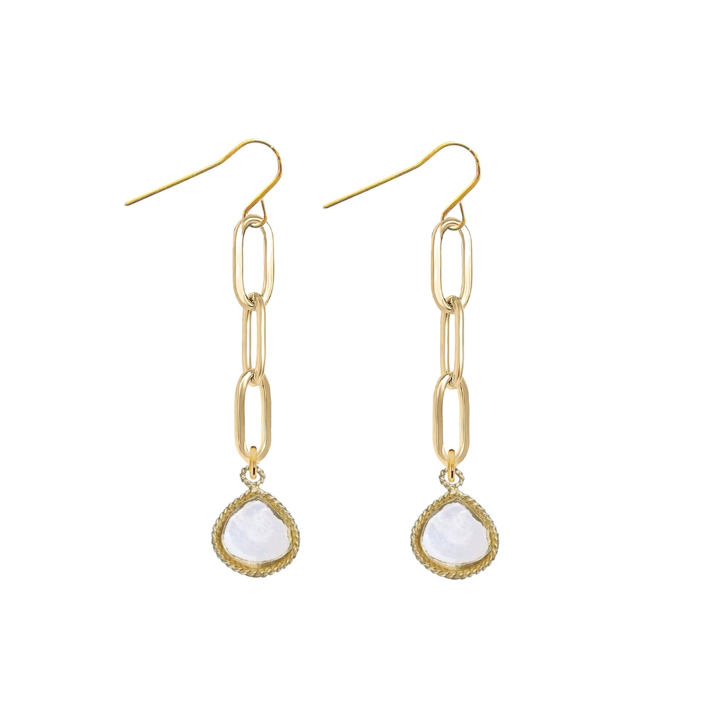 Paperclip Drop Earrings with Teardrop - 9 color options Robyn Canady Moonstone 