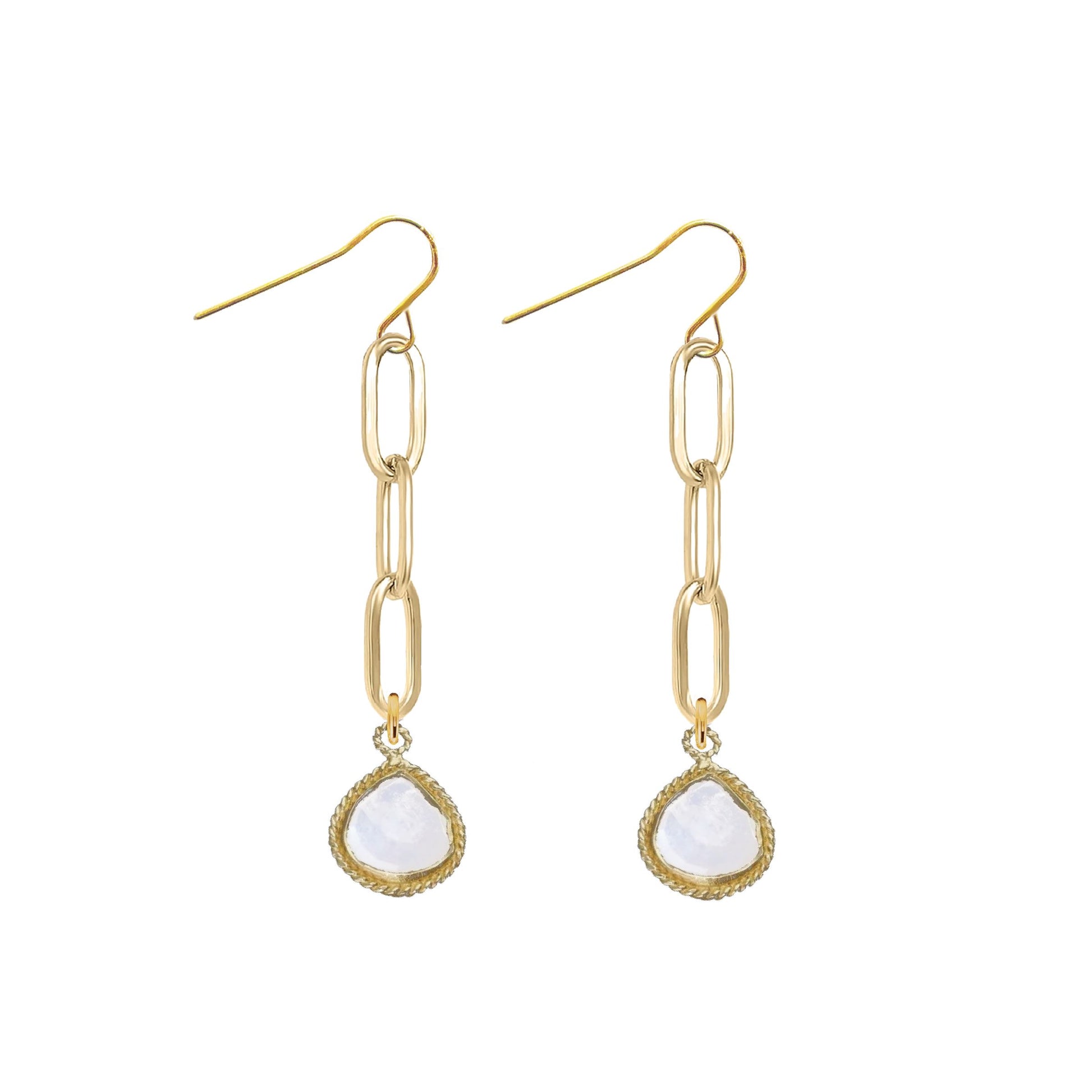 Paperclip Drop Earrings with Teardrop - 9 color options Robyn Canady Moonstone 