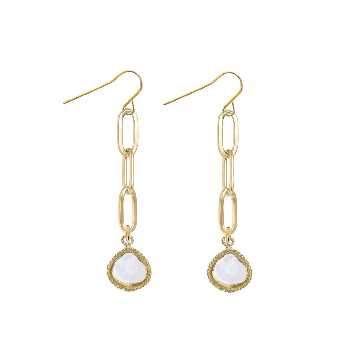Paperclip Drop Earrings with Teardrop - 9 color options Robyn Canady Moonstone 