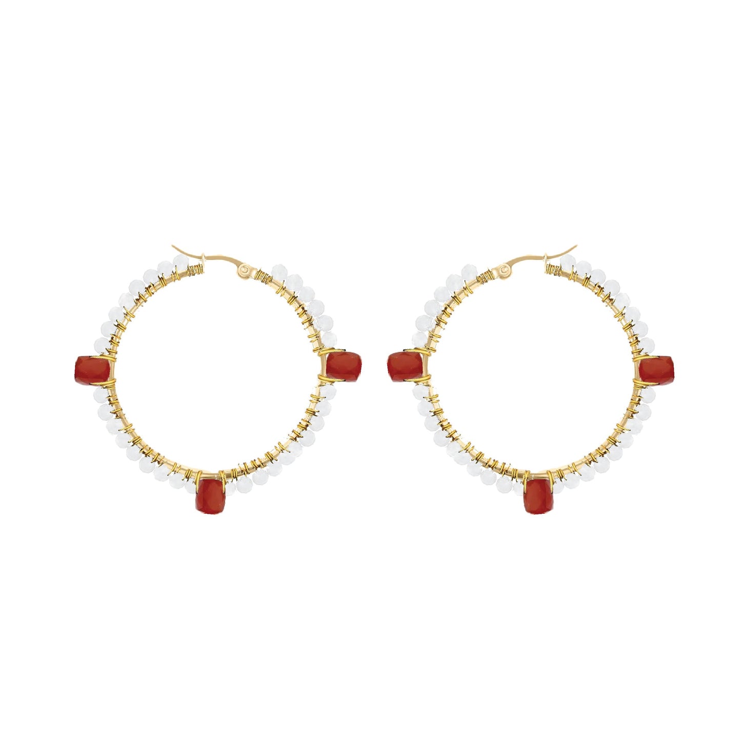 Gemstone Hoops - 6 color choices Robyn Canady Gold Red Onyx 
