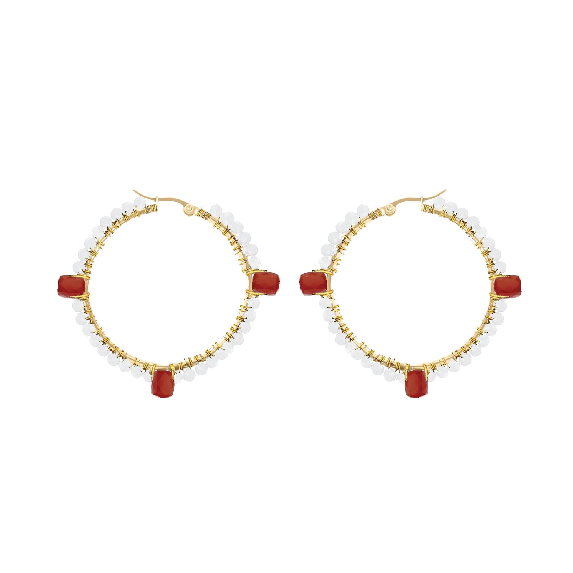 Gemstone Hoops - 6 color choices Robyn Canady Gold Red Onyx 