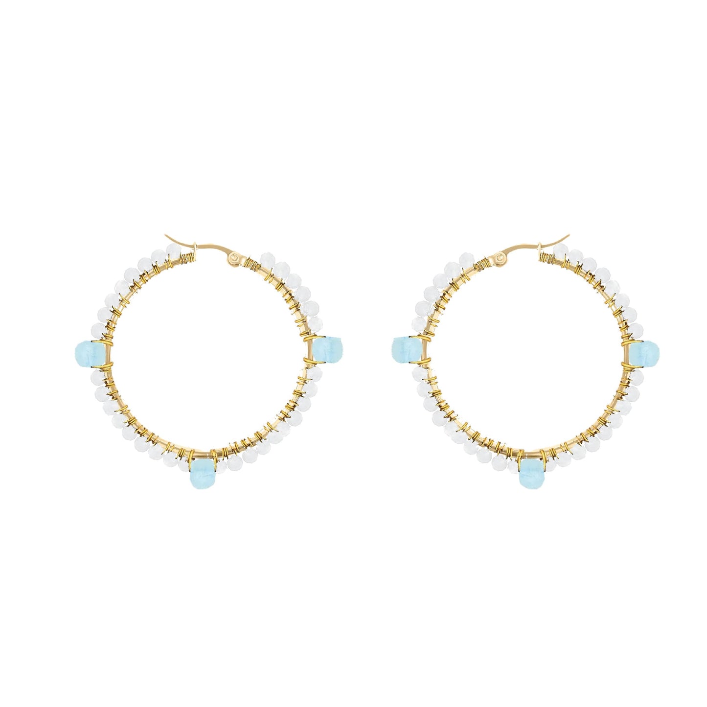 Gemstone Hoops - 6 color choices Robyn Canady Gold Aquamarine 