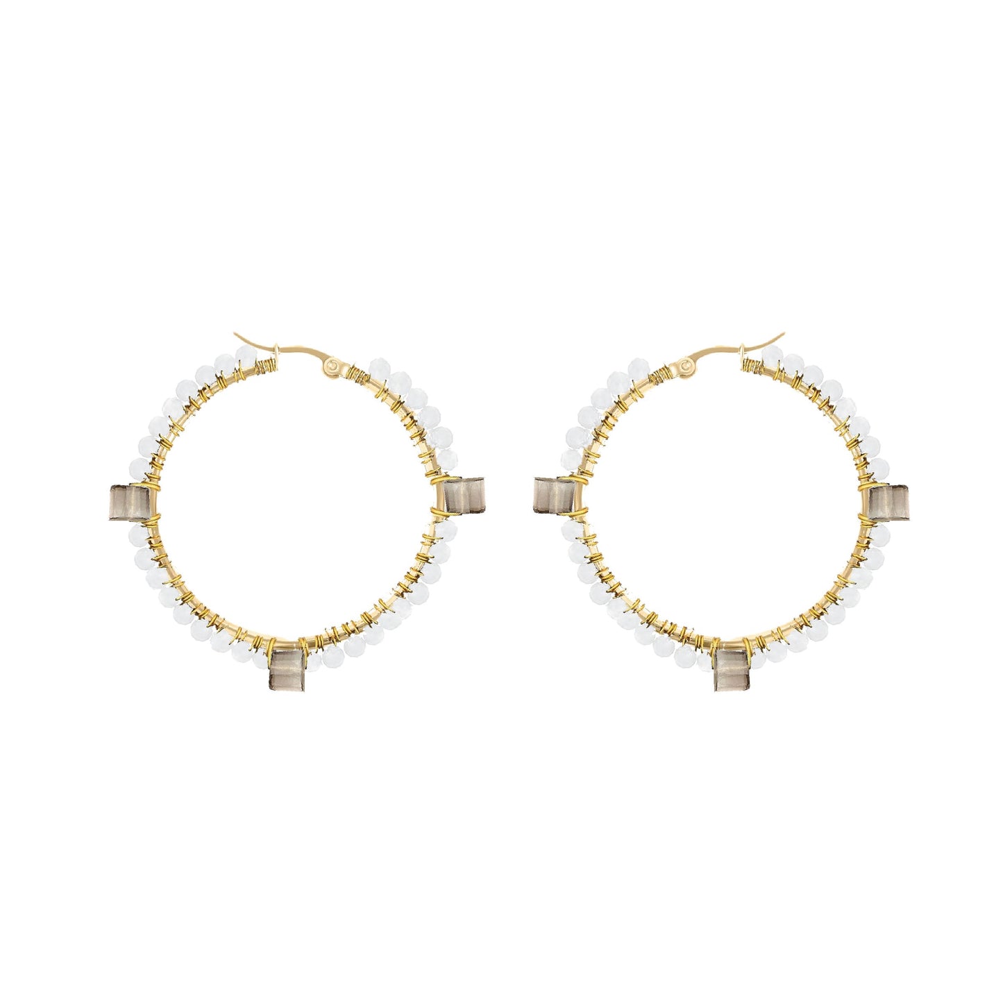 Gemstone Hoops - 6 color choices Robyn Canady Gold Smoky Quartz 