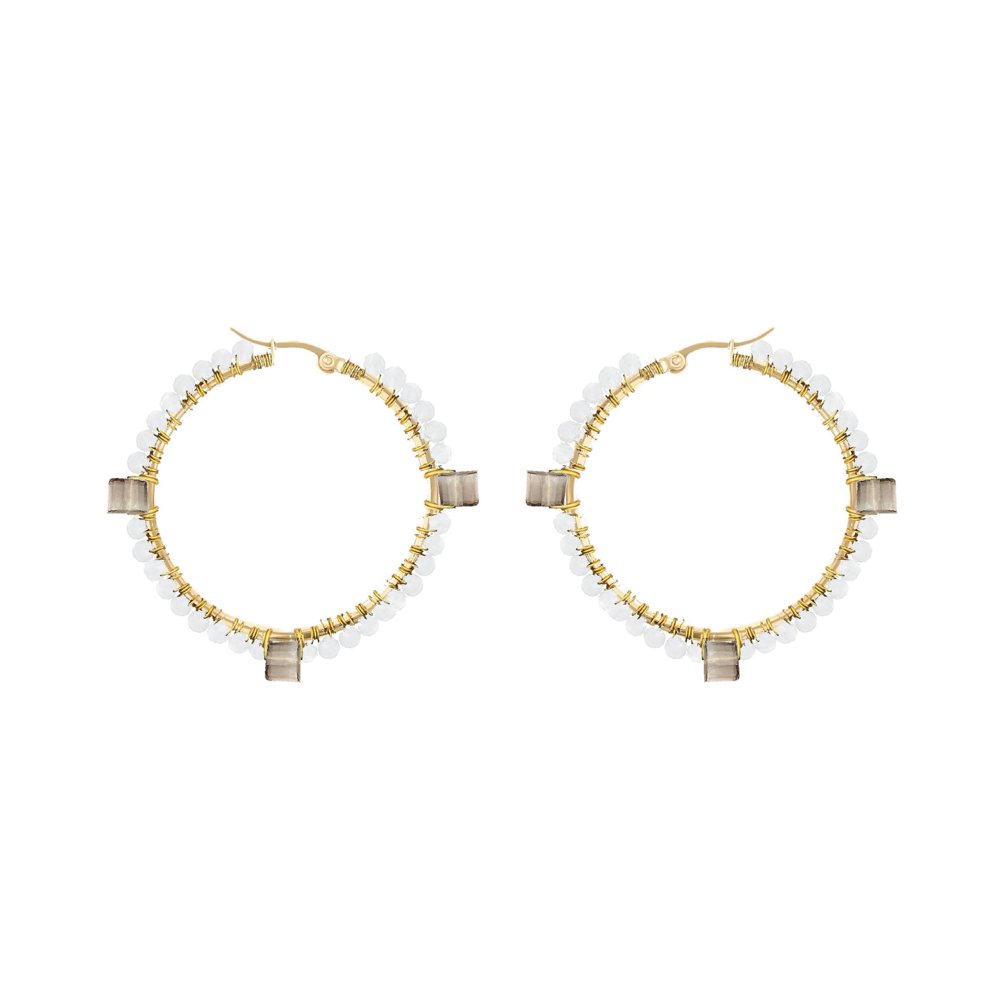 Gemstone Hoops - 6 color choices Robyn Canady Gold Smoky Quartz 