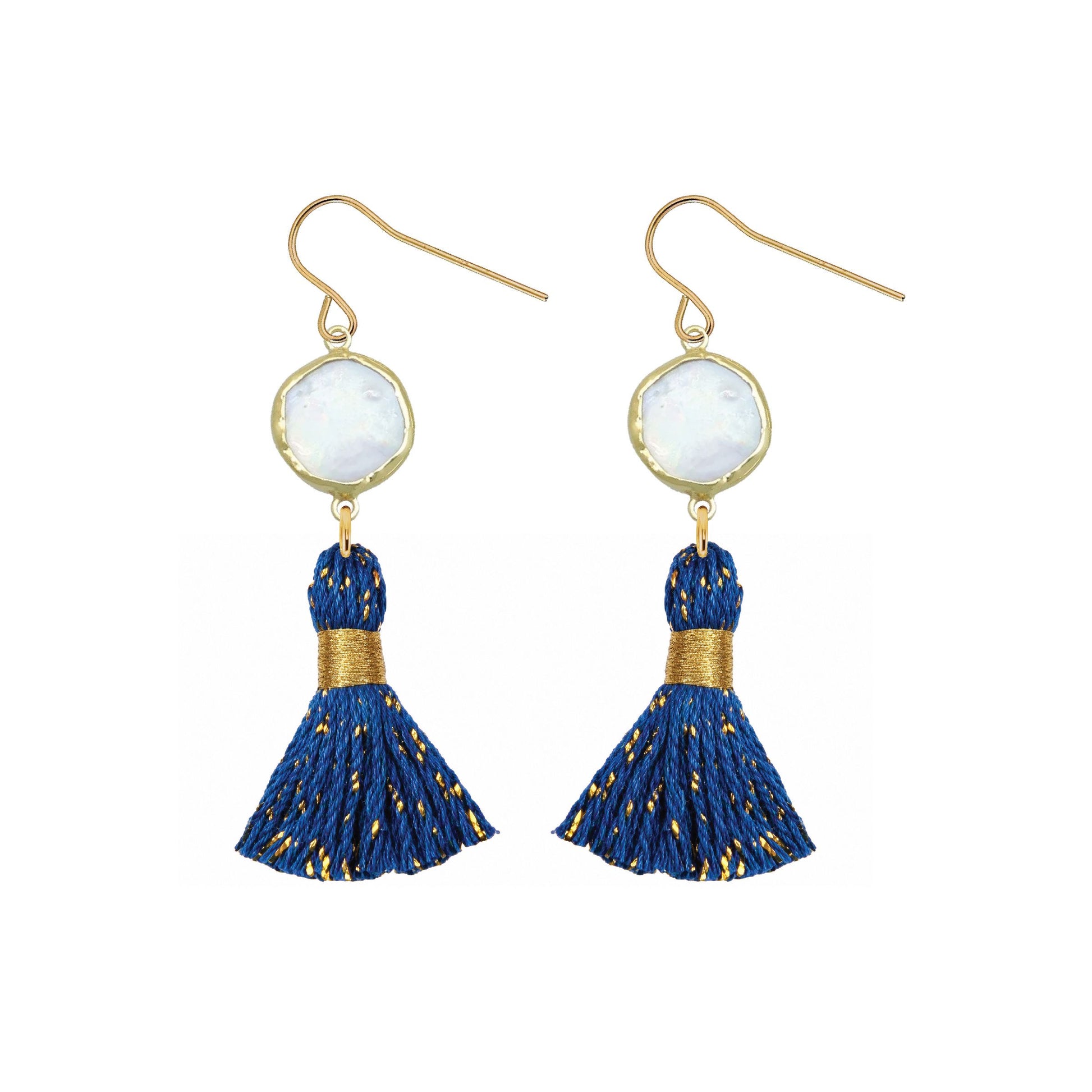 Pearl and Confetti Tassel Party Earrings - 5 color options Robyn Canady Blue 