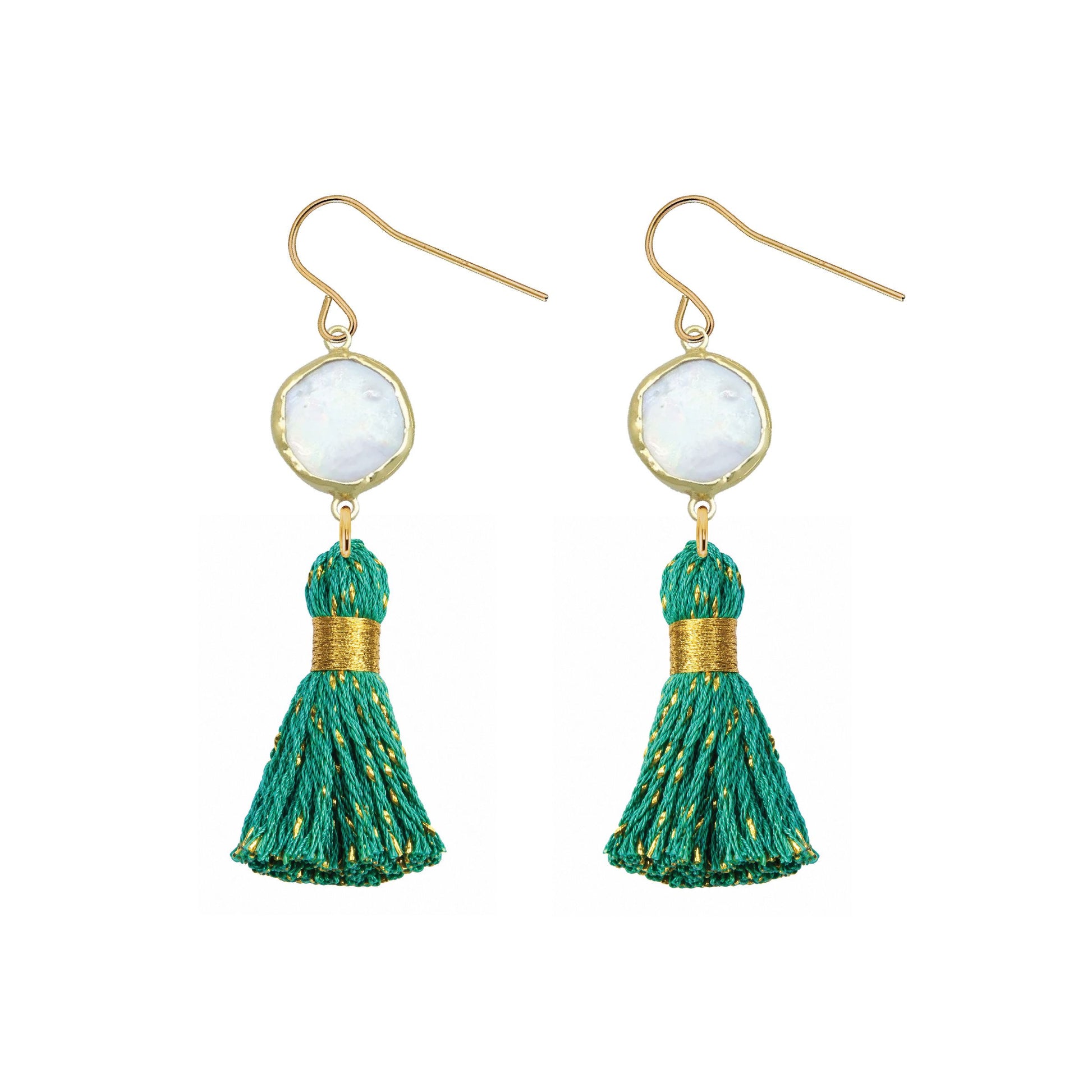 Pearl and Confetti Tassel Party Earrings - 5 color options Robyn Canady Green 
