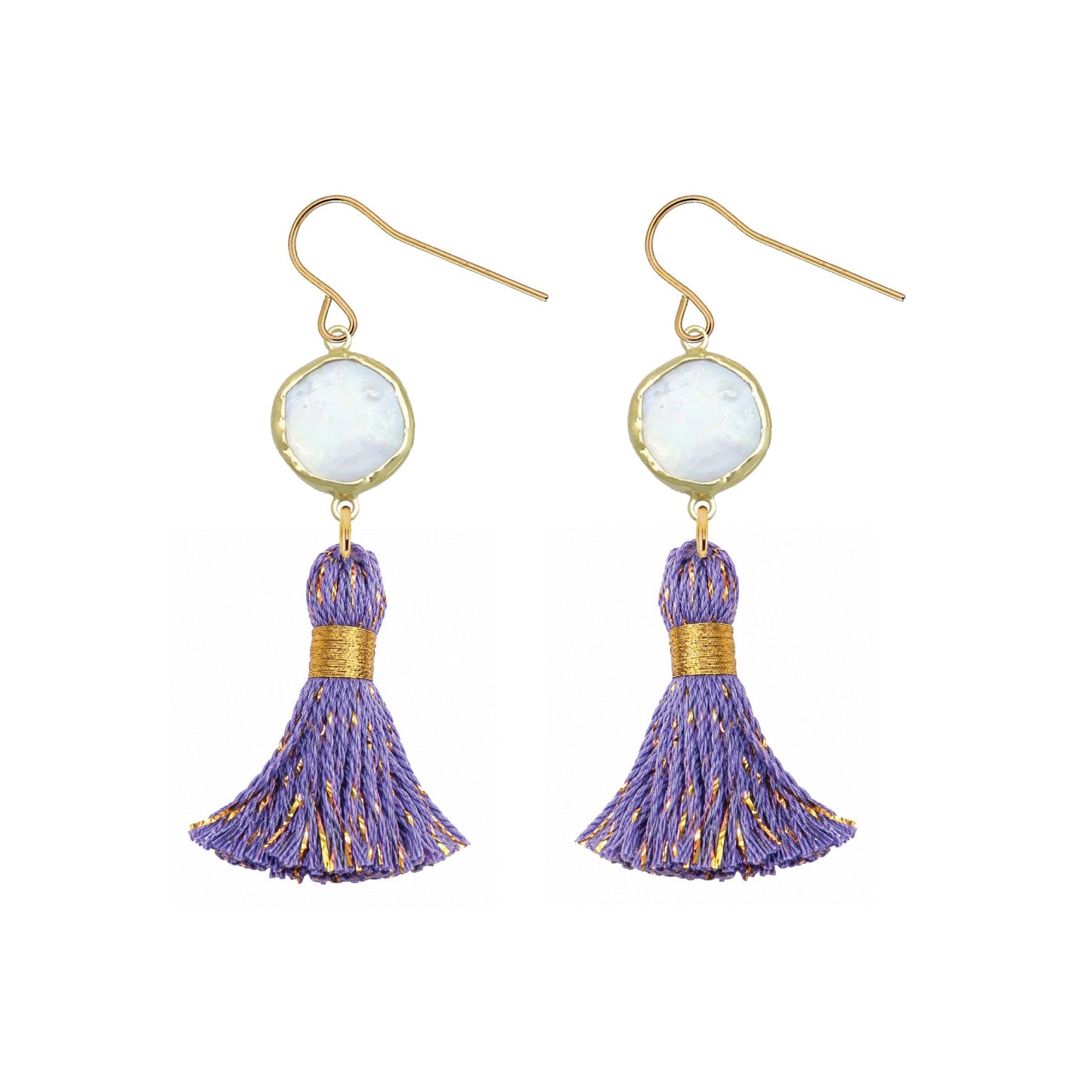 Pearl and Confetti Tassel Party Earrings - 5 color options Robyn Canady Lilac 