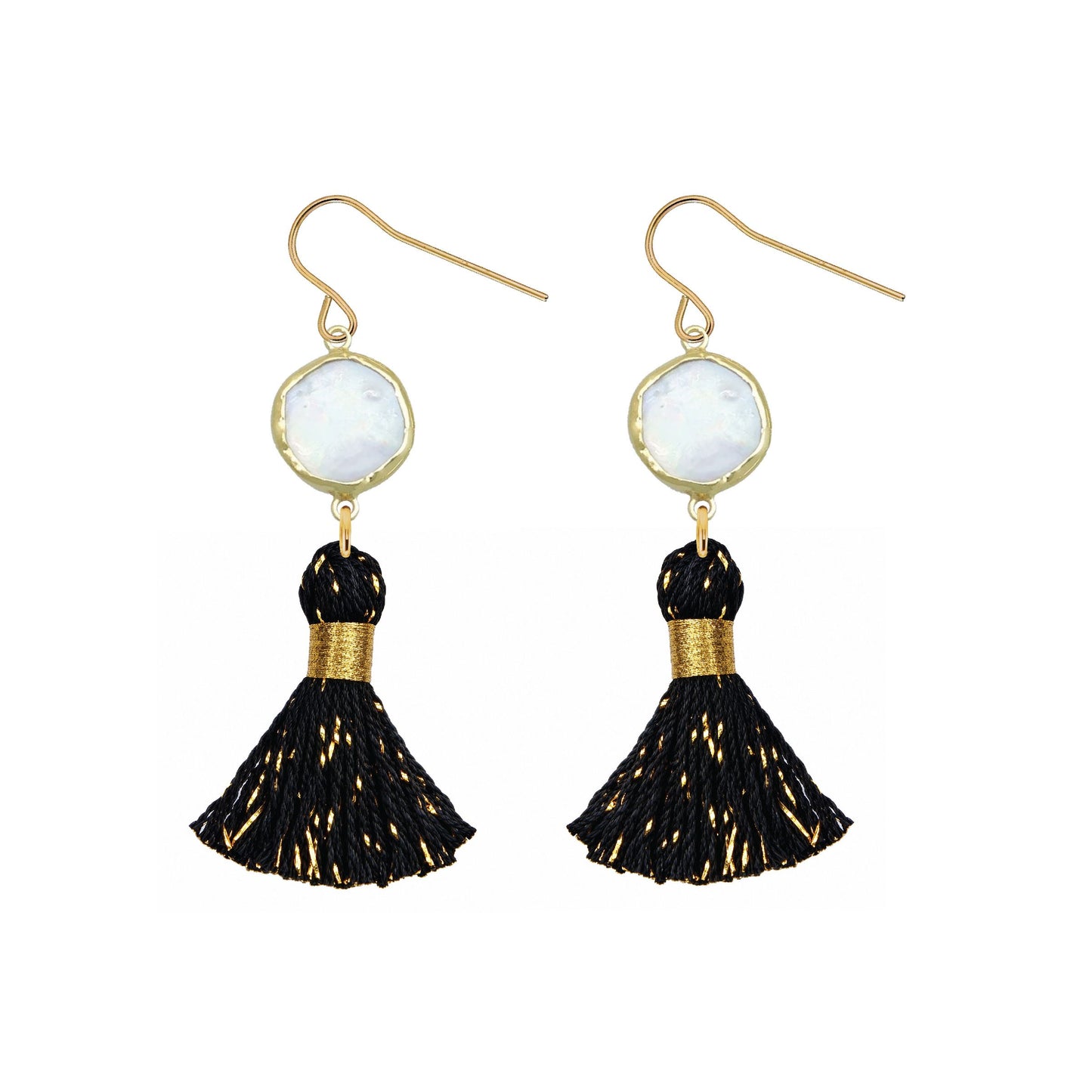 Pearl and Confetti Tassel Party Earrings - 5 color options Robyn Canady Black 