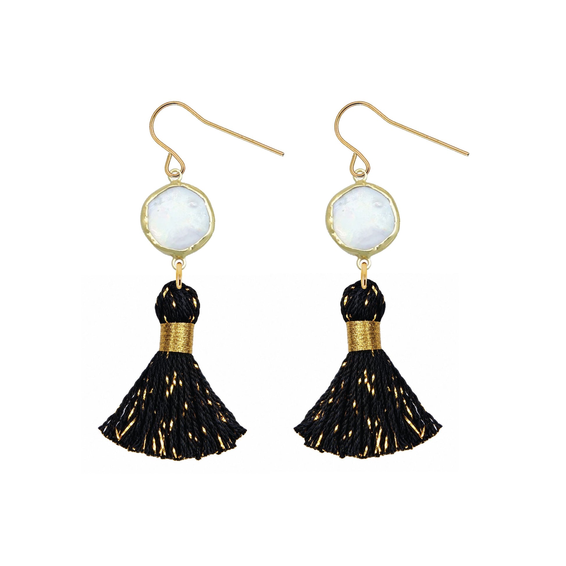 Pearl and Confetti Tassel Party Earrings - 5 color options Robyn Canady Black 