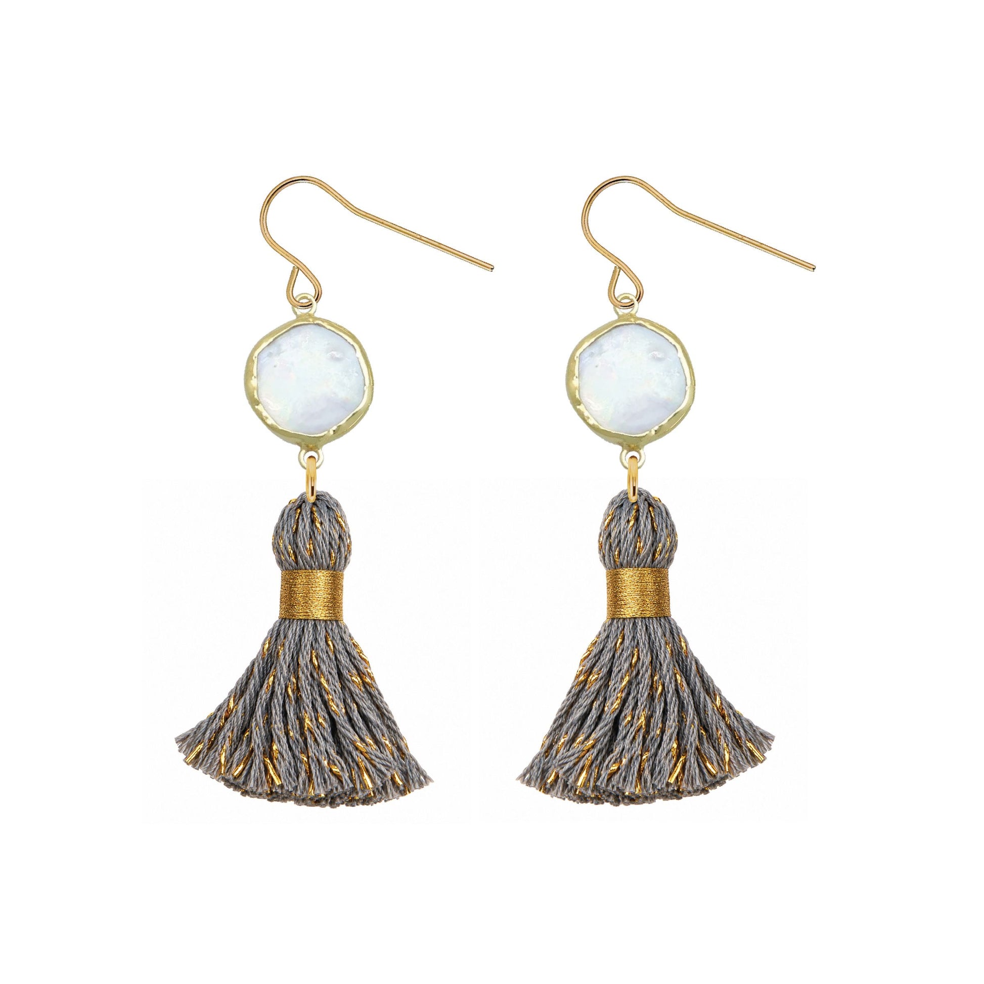 Pearl and Confetti Tassel Party Earrings - 5 color options Robyn Canady Grey 