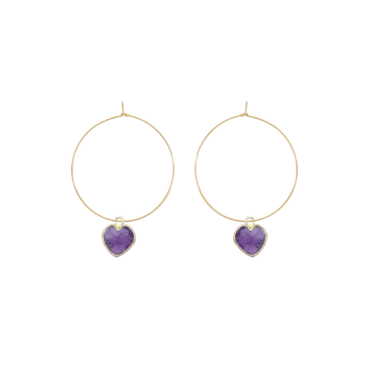 Gemstone Heart Hoop Earrings - 6 color options