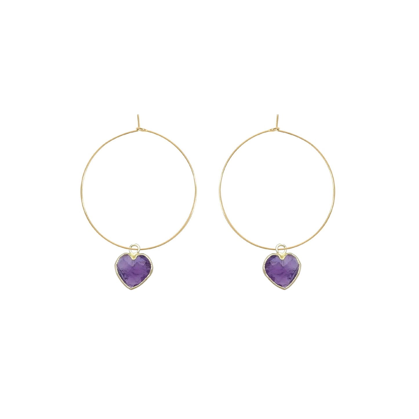 Gemstone Heart Hoop Earrings - 6 color options Robyn Canady Amethyst 